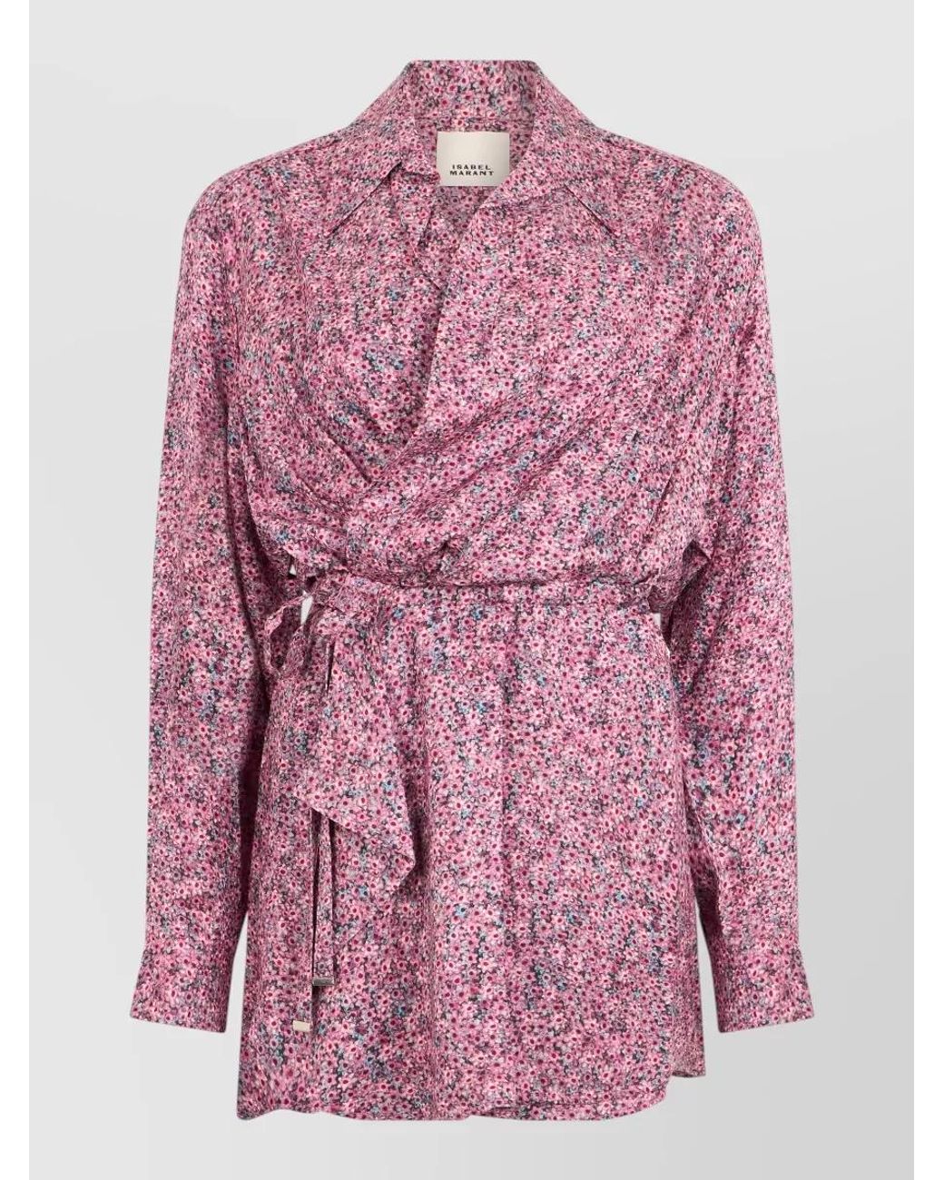 Isabel Marant Pink Silk Floral-Print Long-Sleeve Blouse