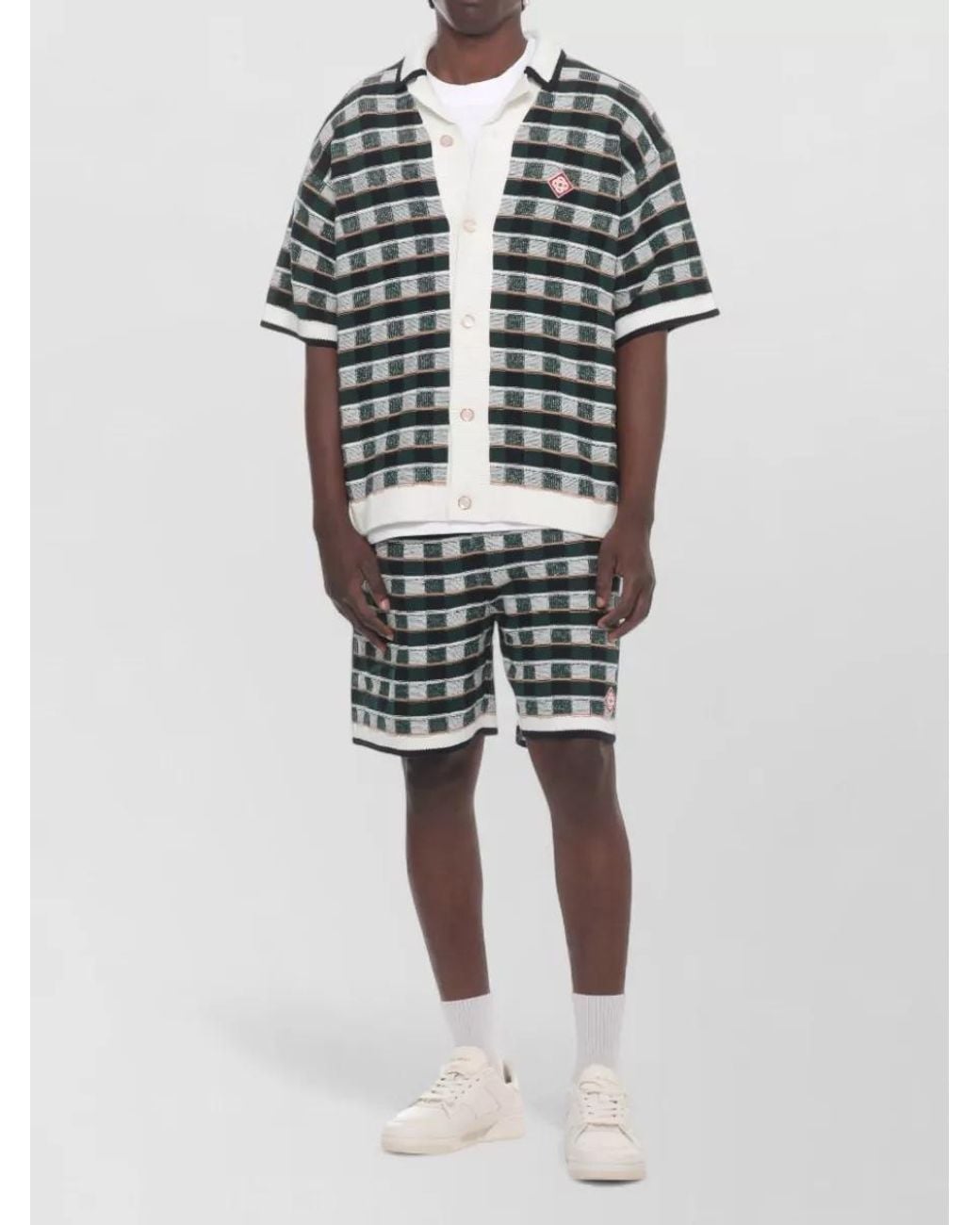 Casablanca Multicolor Checked Cotton Short-Sleeve Cardigan for men