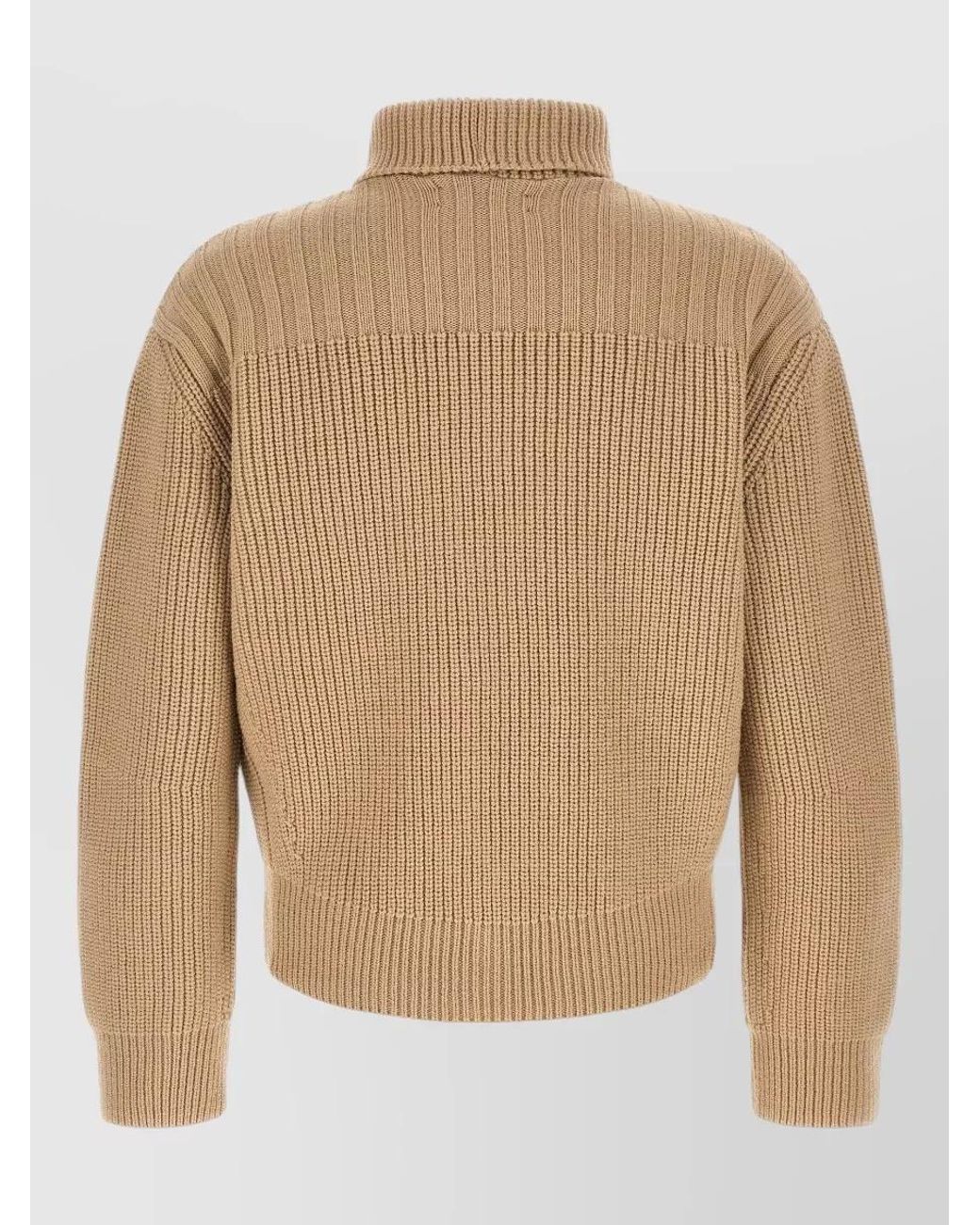 Dries Van Noten Natural Ribbed Asymmetric Funnel-Neck Cardigan for men