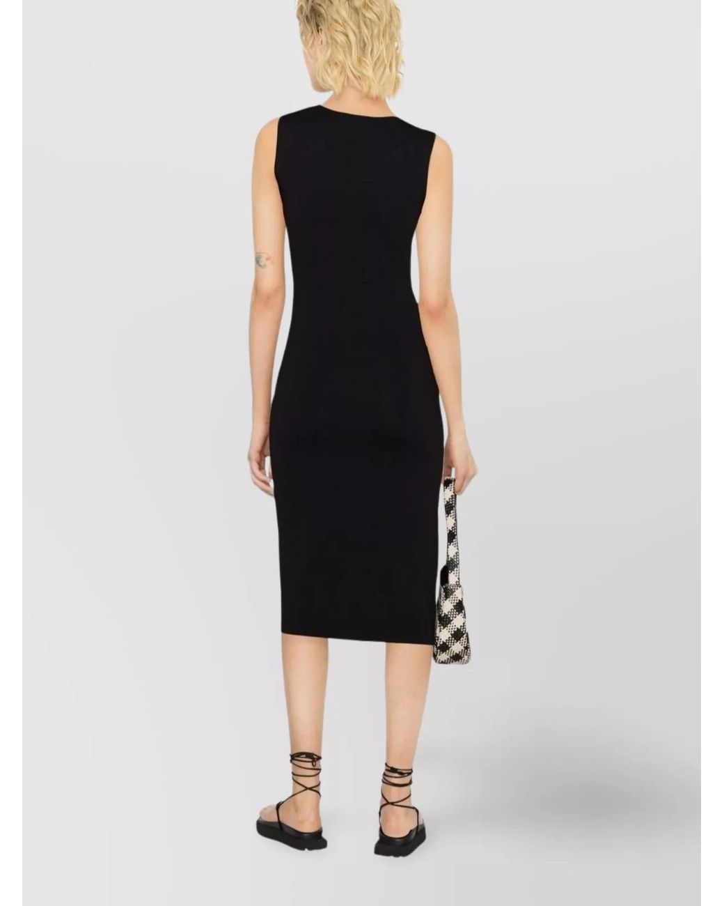 P.A.R.O.S.H. Black Knitted Sleeveless Round-Neck Midi Dress