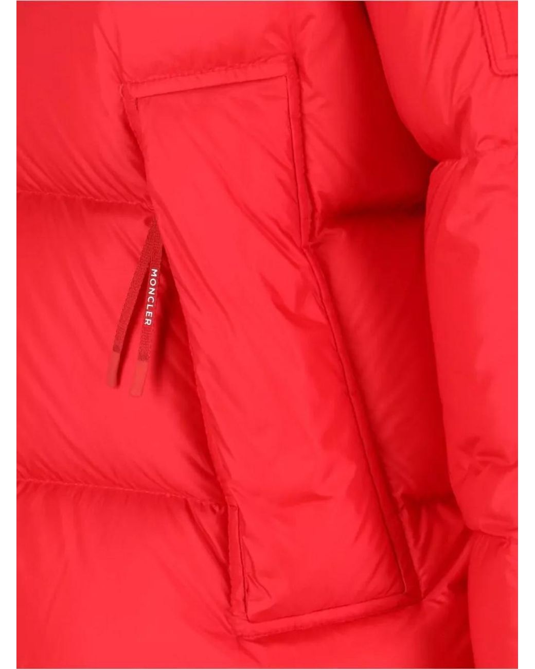 Moncler Red Down Quilted Detachable Hood Puffer Jacket for men
