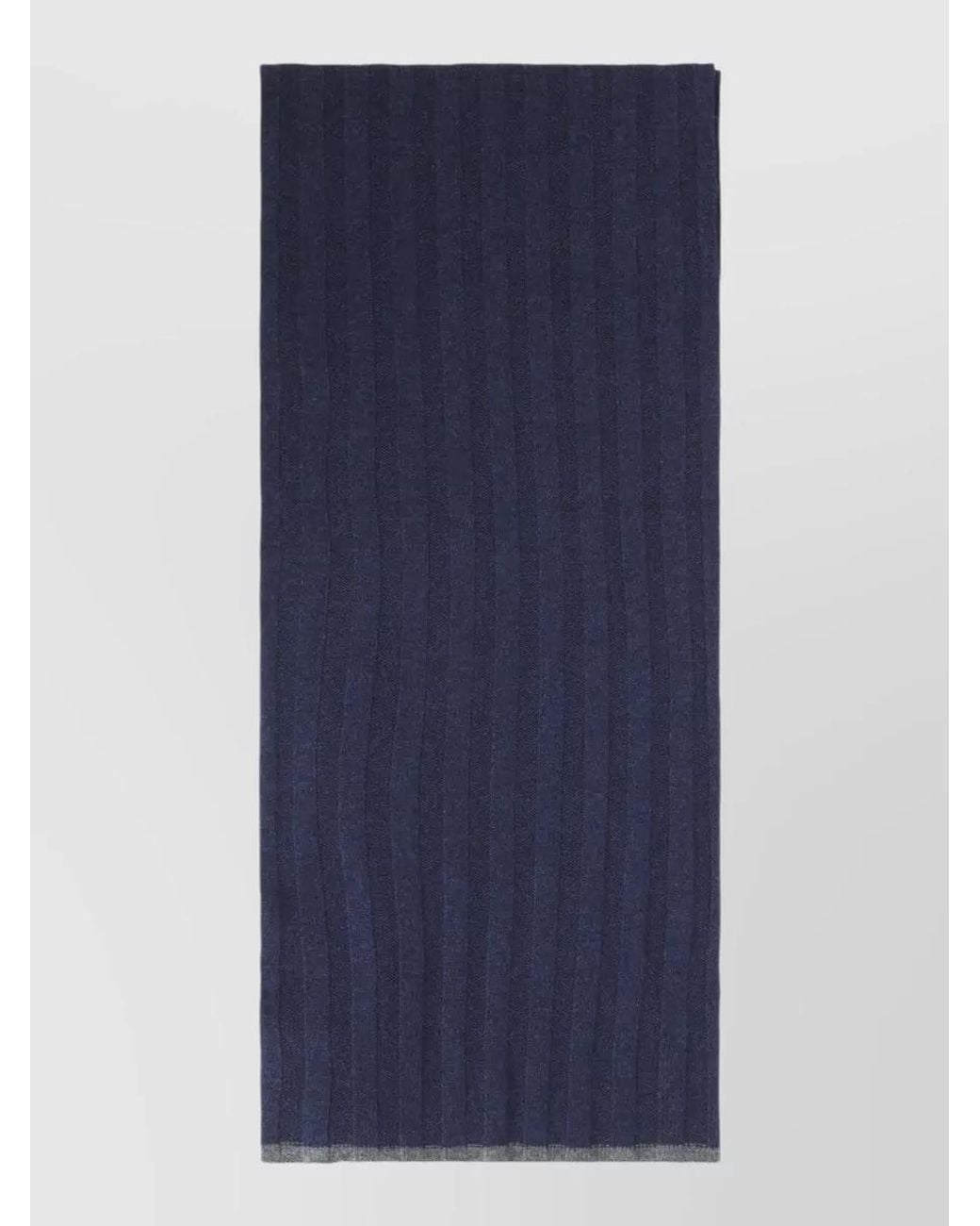 Brunello Cucinelli Blue Ribbed Cashmere Scarf for men