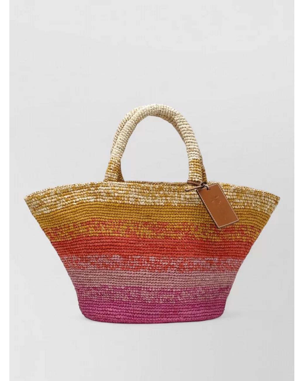 Manebí Pink Sunset Raffia Beach Bag