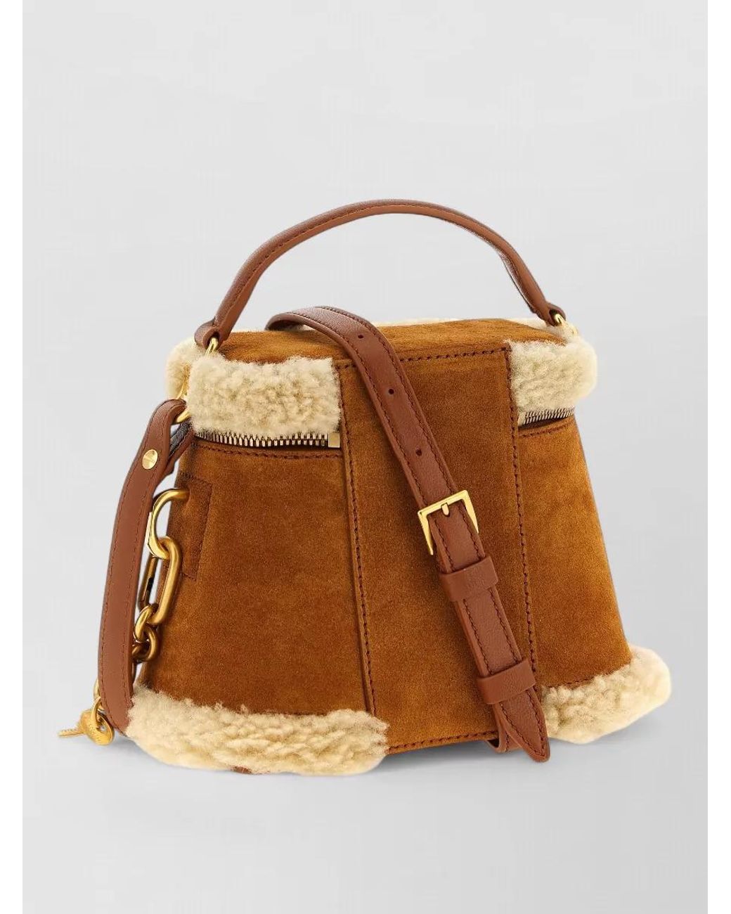 Balmain Brown Pulse Vanity Leather Shoulder Bag