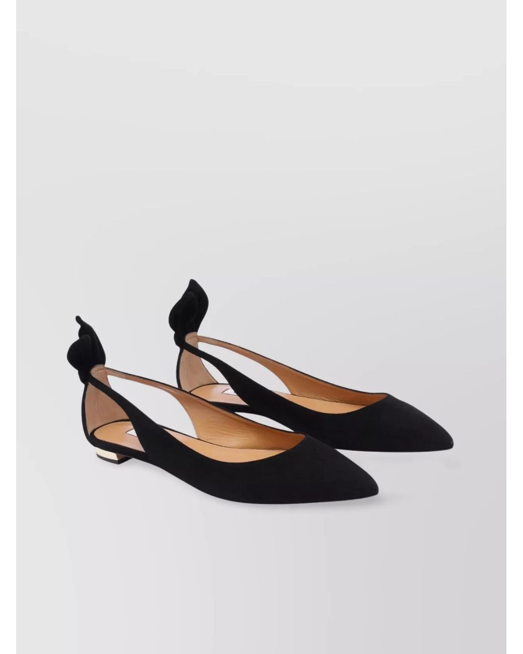Aquazzura Black Leather Bow Ballerina Flats