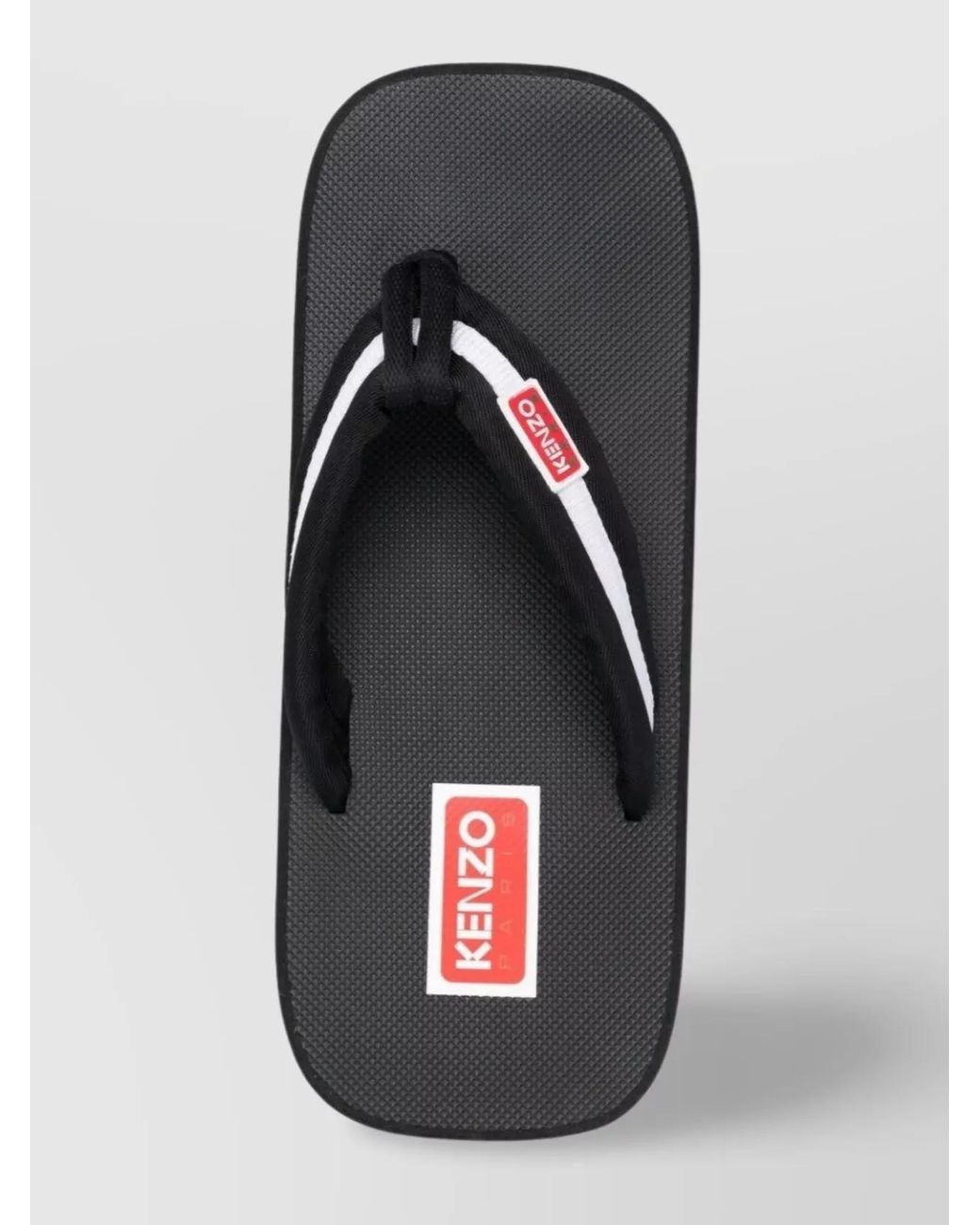 KENZO Black Striped Logo-Patch Slides for men