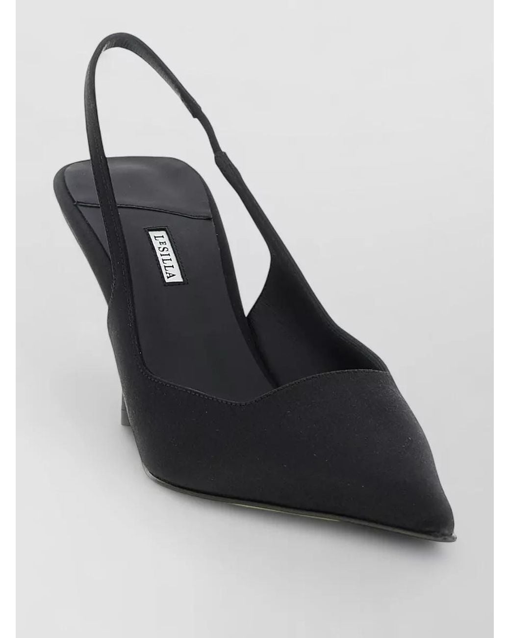 Le Silla Black Silk Satin Amelia Slingback Sandals