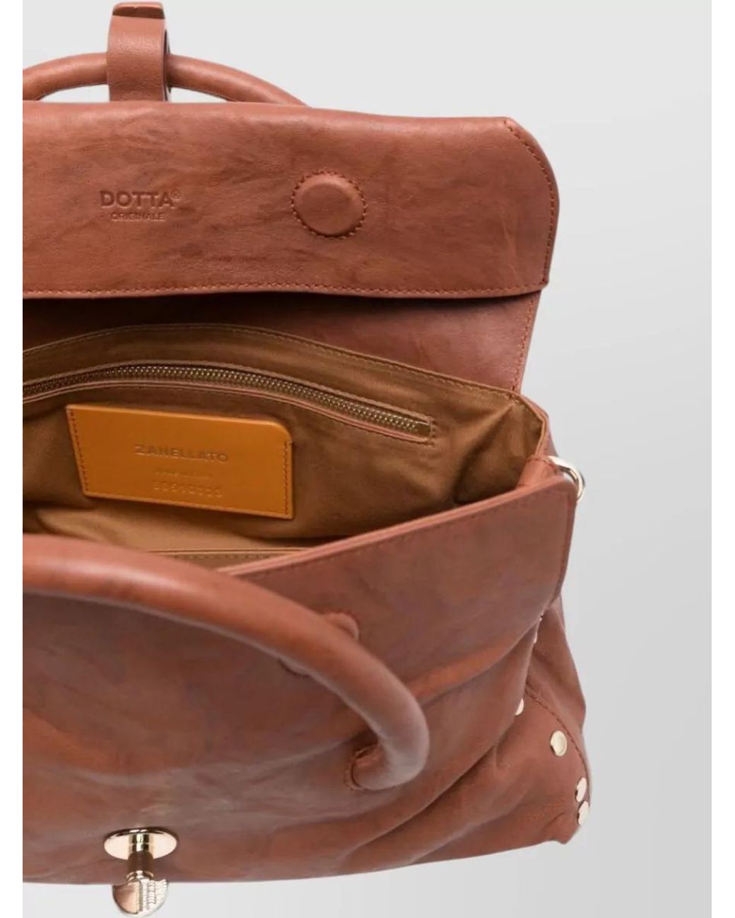 Zanellato Brown Lamb Leather Studded Shoulder Bag