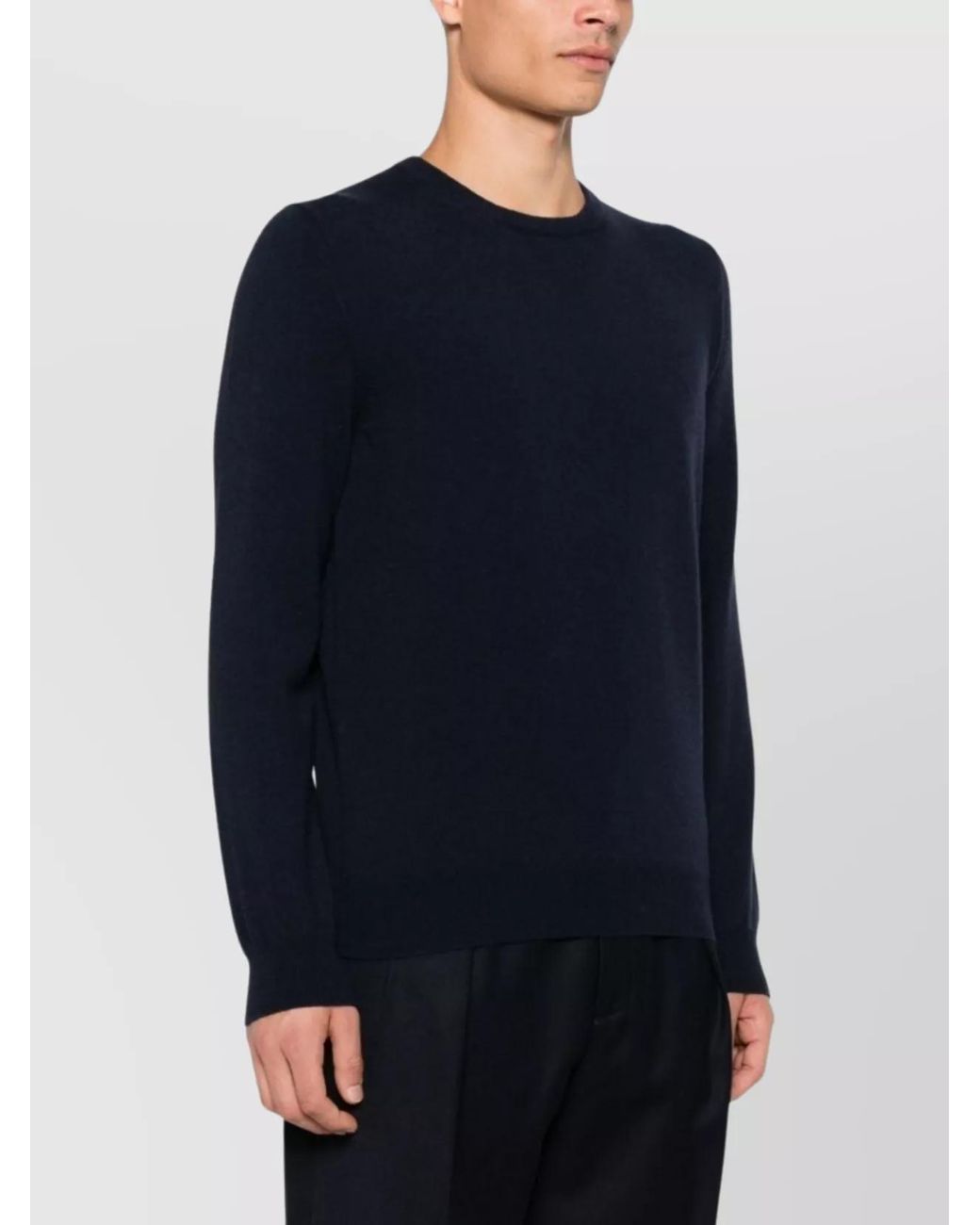 Malo Blue Cashmere Fine-Knit Crew-Neck Jumper for men