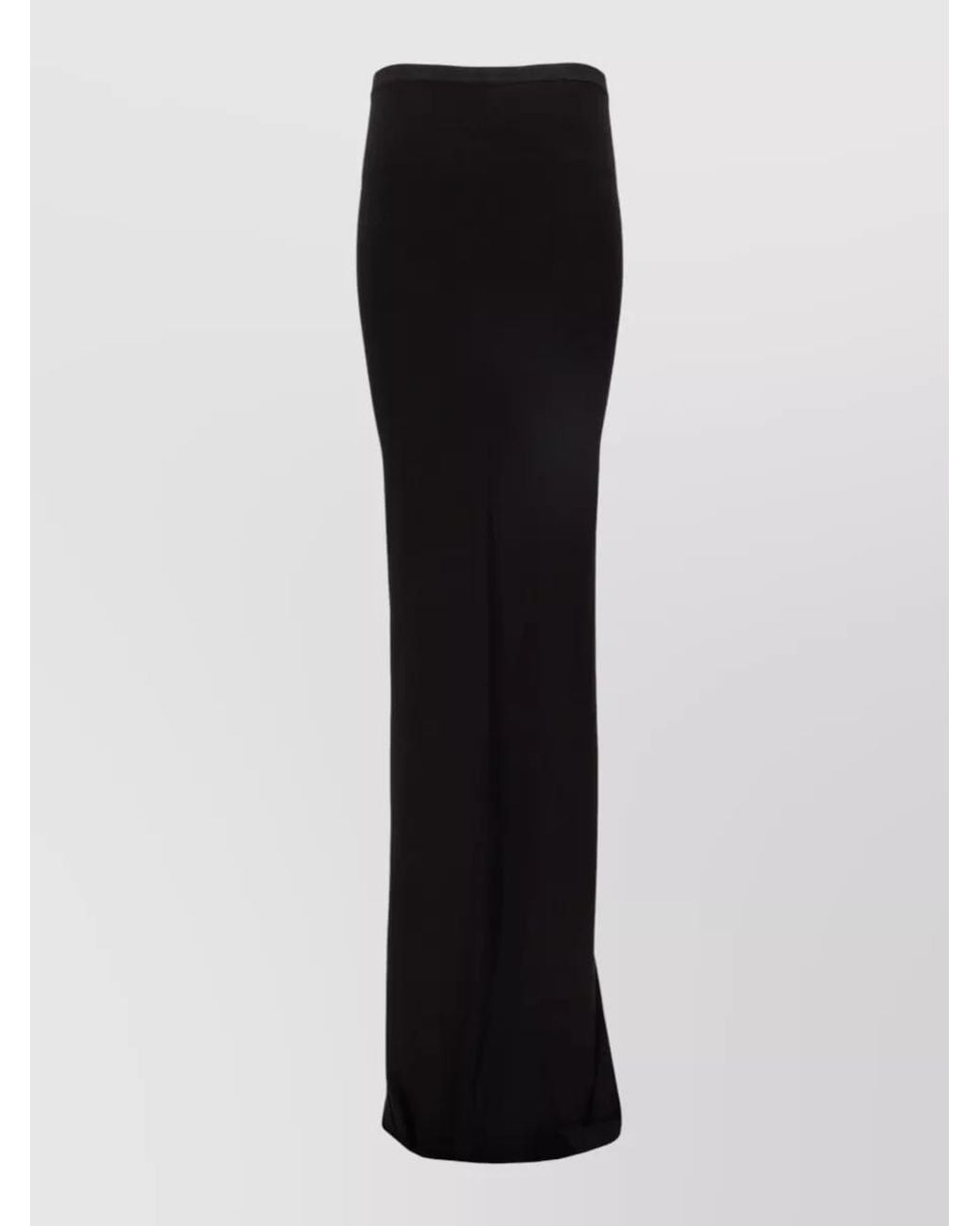 Rick Owens Black Cotton Soft Edfu Long Straight Skirt