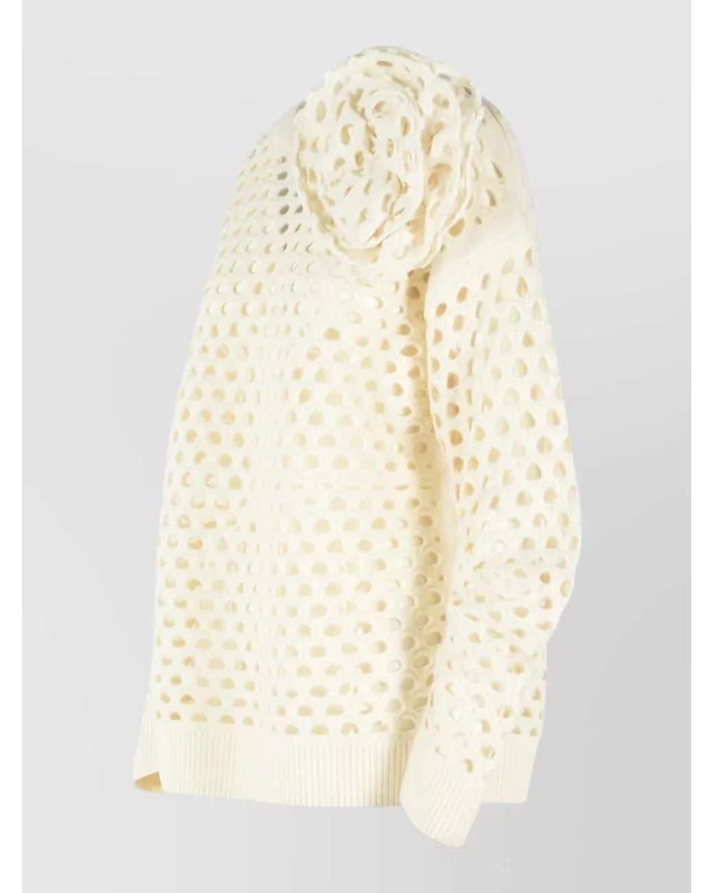 Blumarine Natural Openwork Wool Cardigan