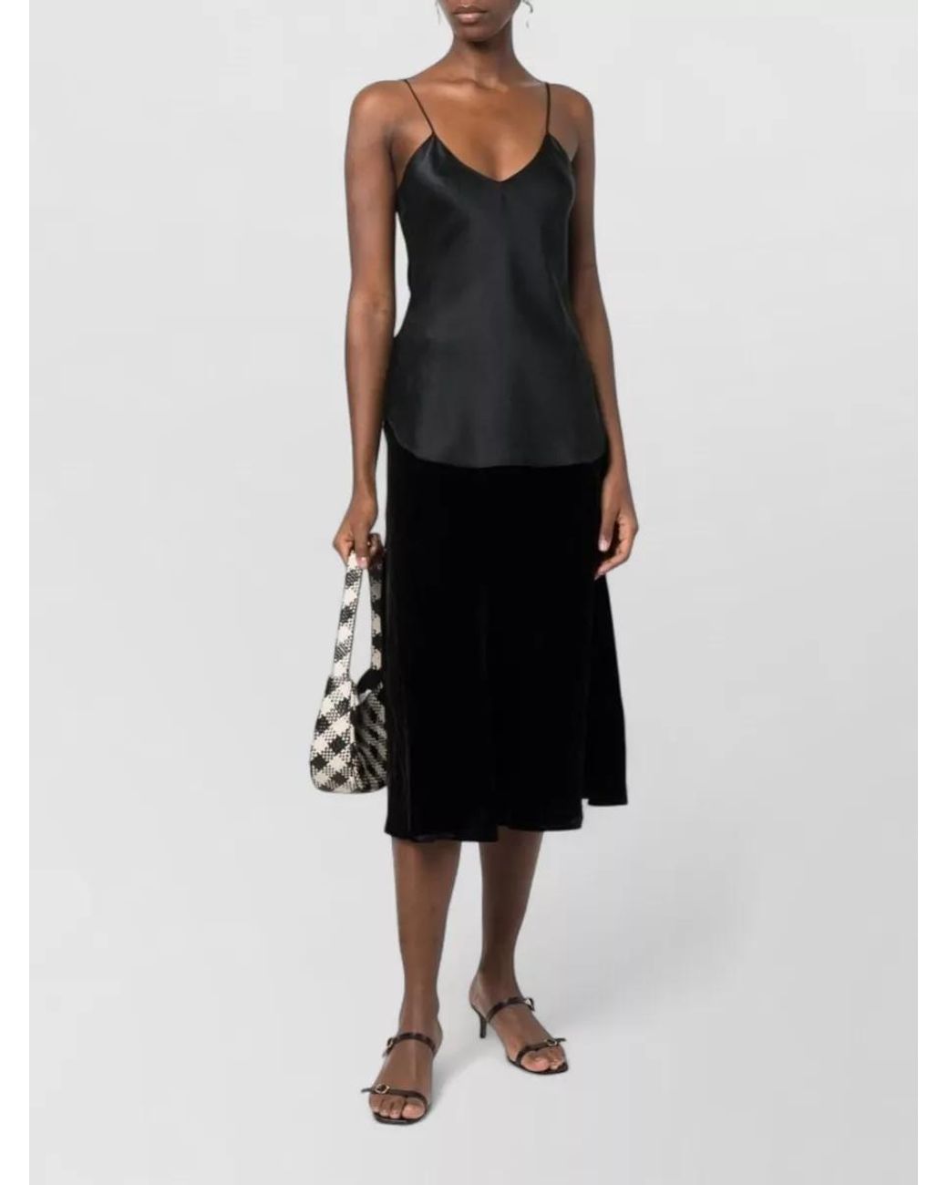 Gold Hawk Black Velvet Maxi Skirt
