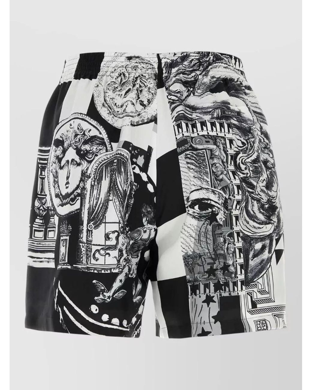 Versace Black Silk Printed Bermuda Shorts for men