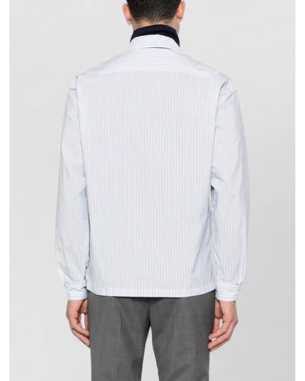 Prada White Striped Long-Sleeve Shirt for men