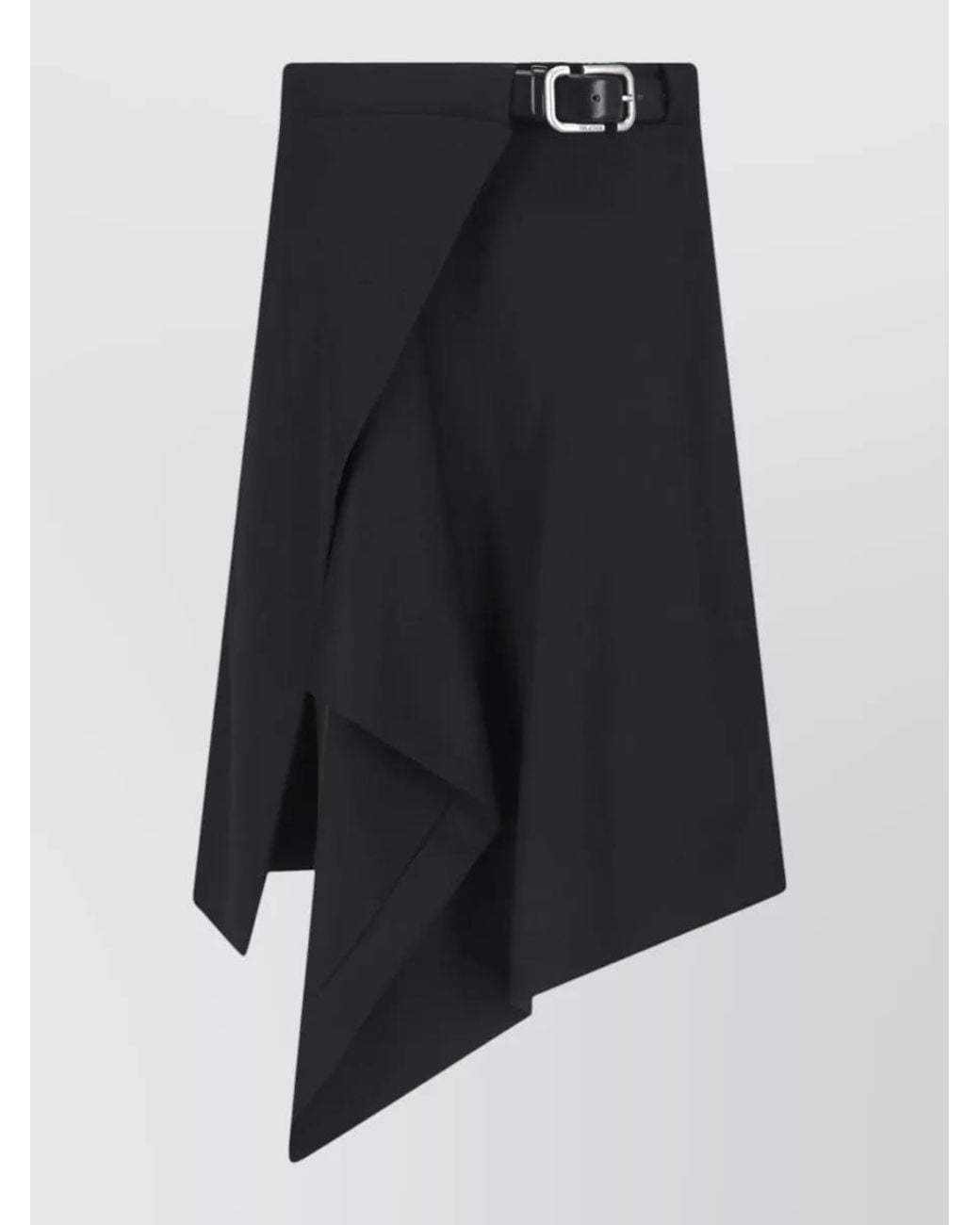 The Attico Blue Wool Asymmetric Midi Skirt