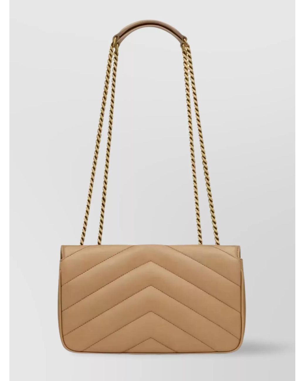 Saint Laurent Natural Loulou Small Leather Quilted Shoulder Bag