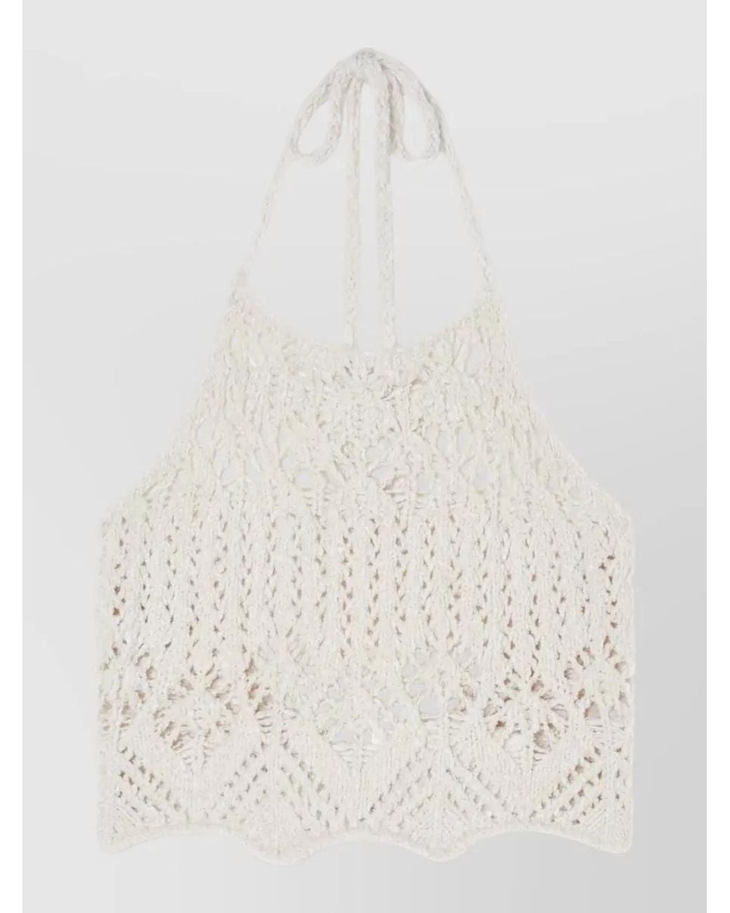 Alanui White Crochet-Knit Halterneck Top