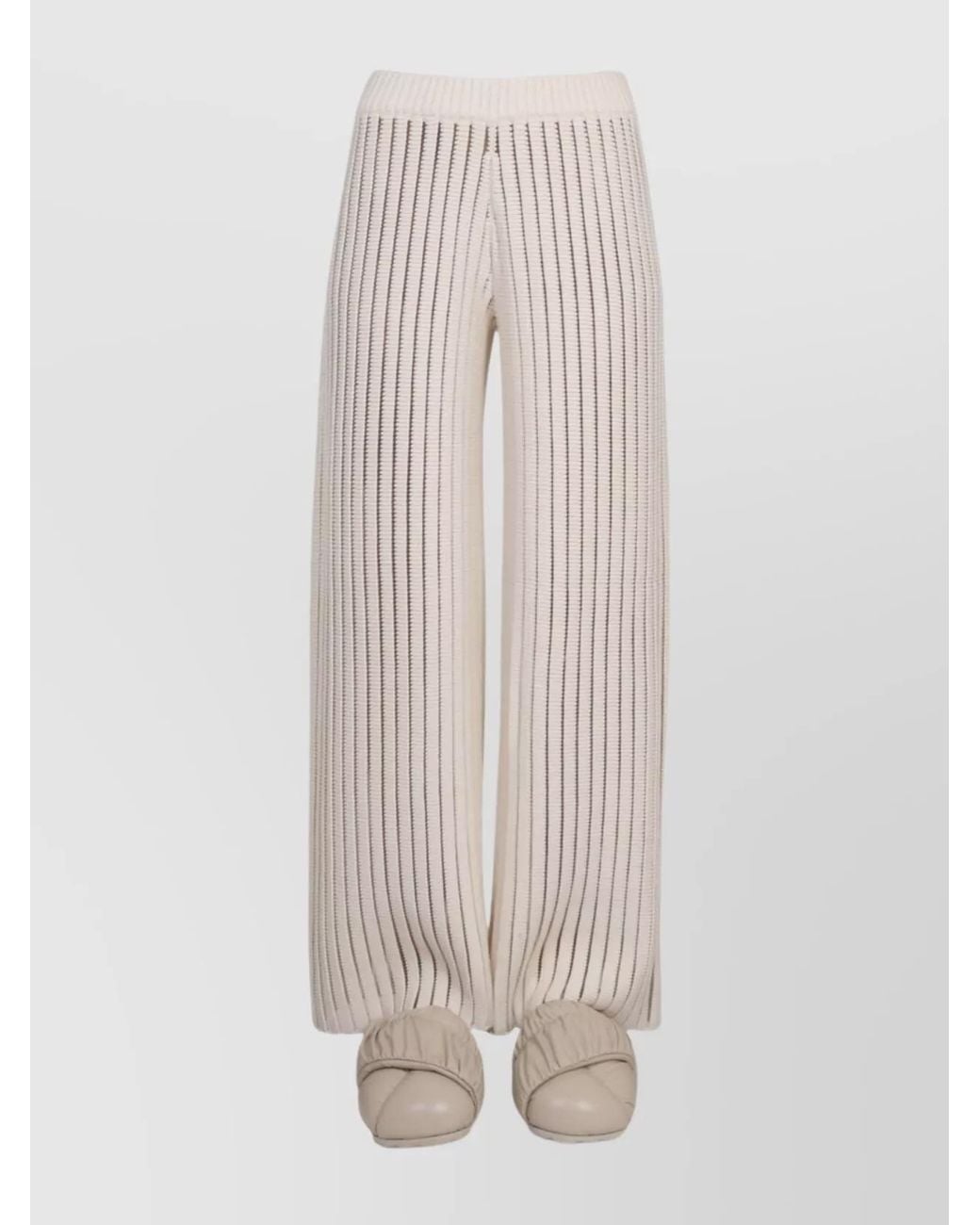 Fabiana Filippi White Ribbed High-Rise Wide-Leg Trousers