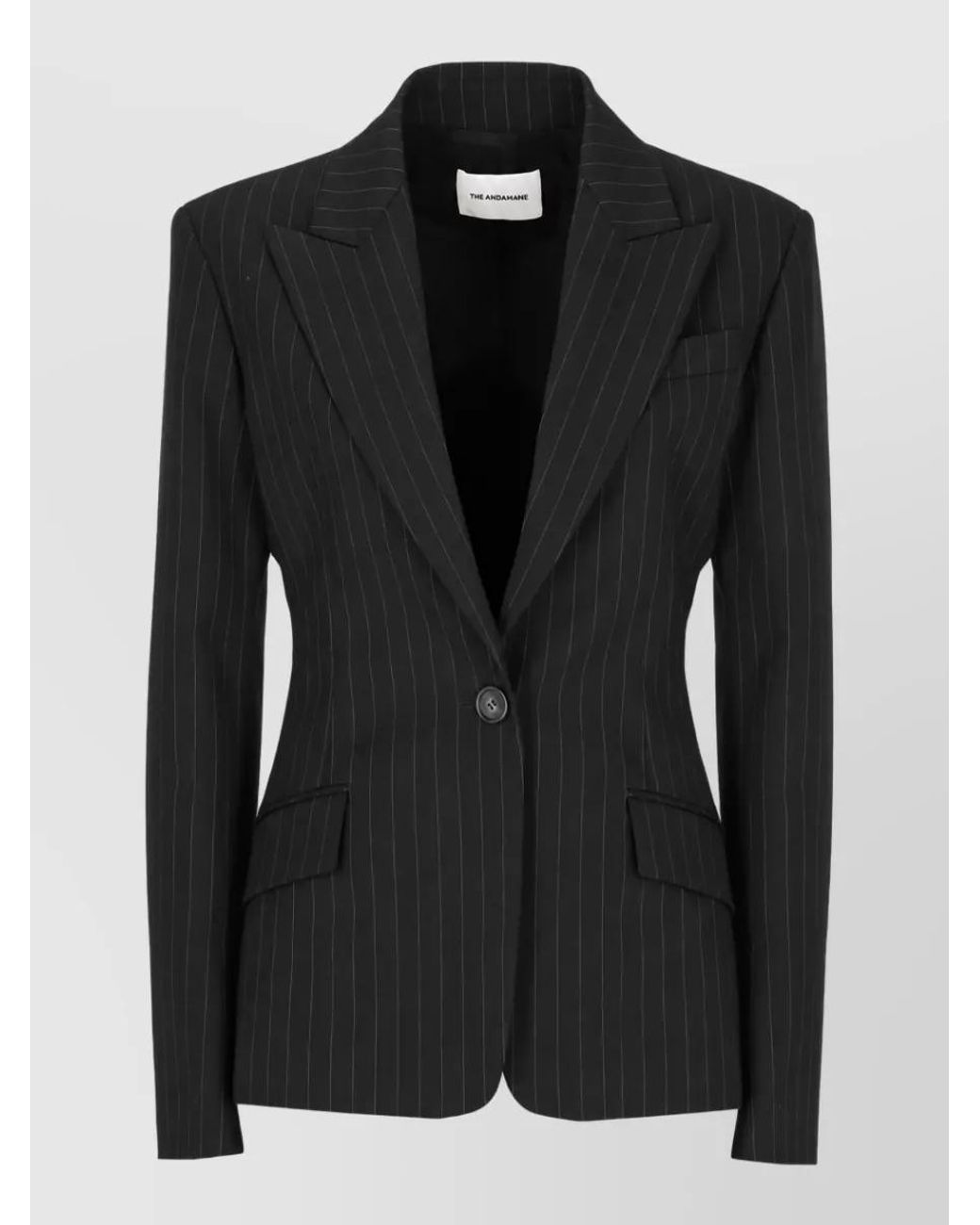 ANDAMANE Black Pinstriped Blazer