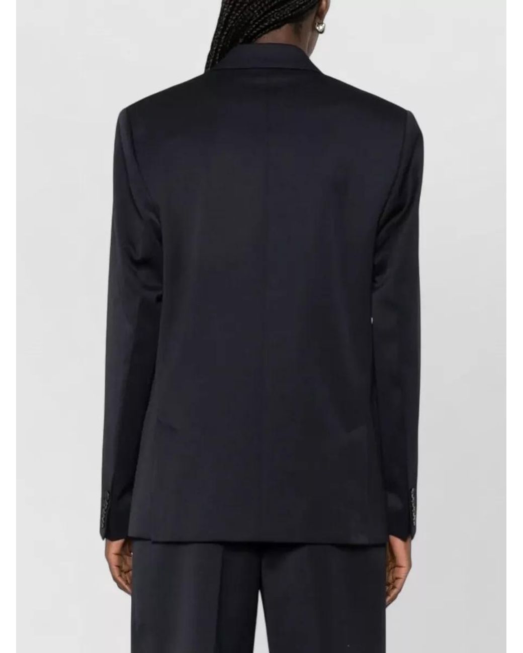 Victoria Beckham Blue Wool Double-Breasted Tailored Blazer