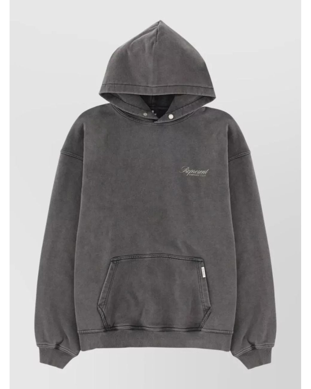 Represent Gray Cotton Oversized Logo-Print Hoodie for men