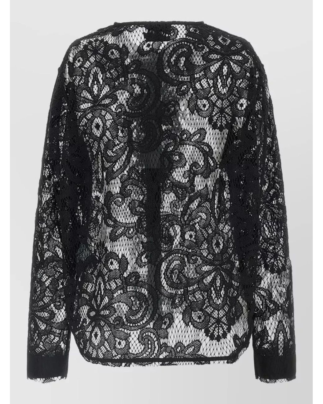 Nude Black Floral Lace Shirt