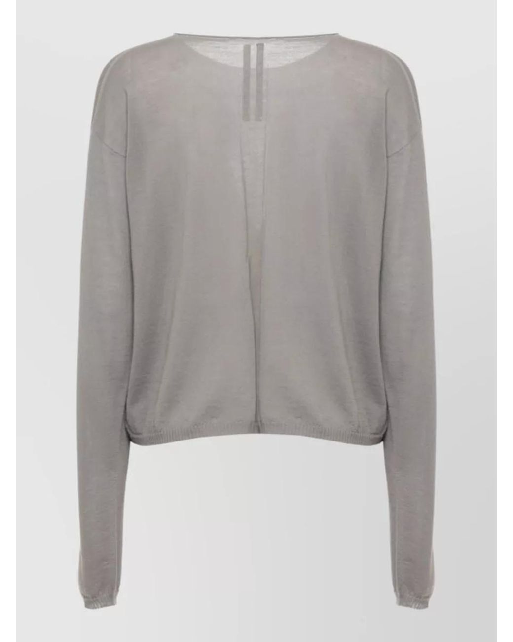 Rick Owens Gray Cashmere Ribbed Crewneck Long-Sleeve T-Shirt