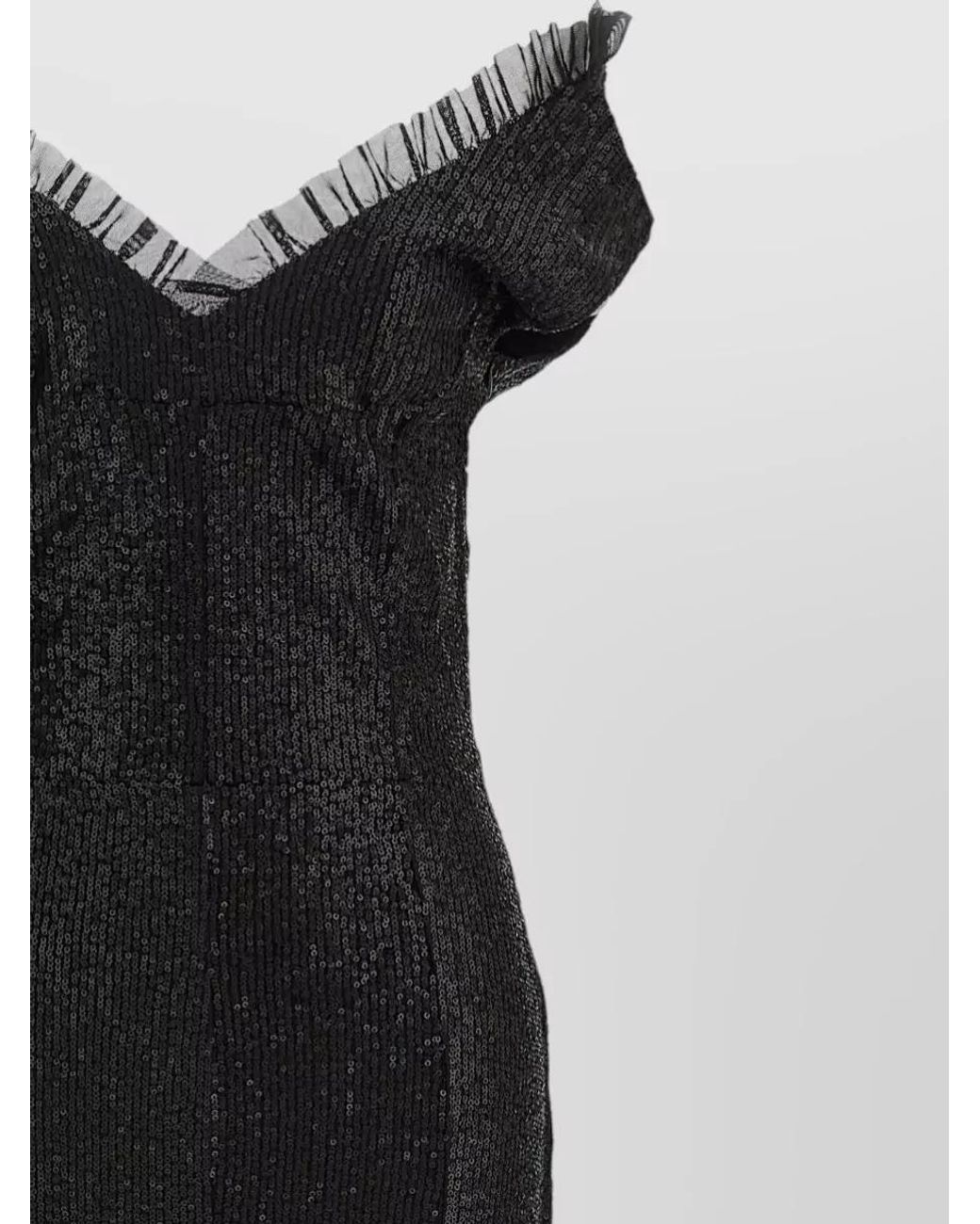 Norma Kamali Black Sequined Off-Shoulder Gown