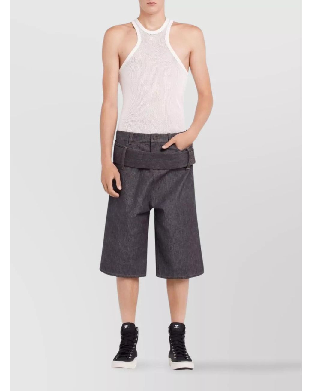 Courreges White Embroidered Logo Racerback Tank Top for men