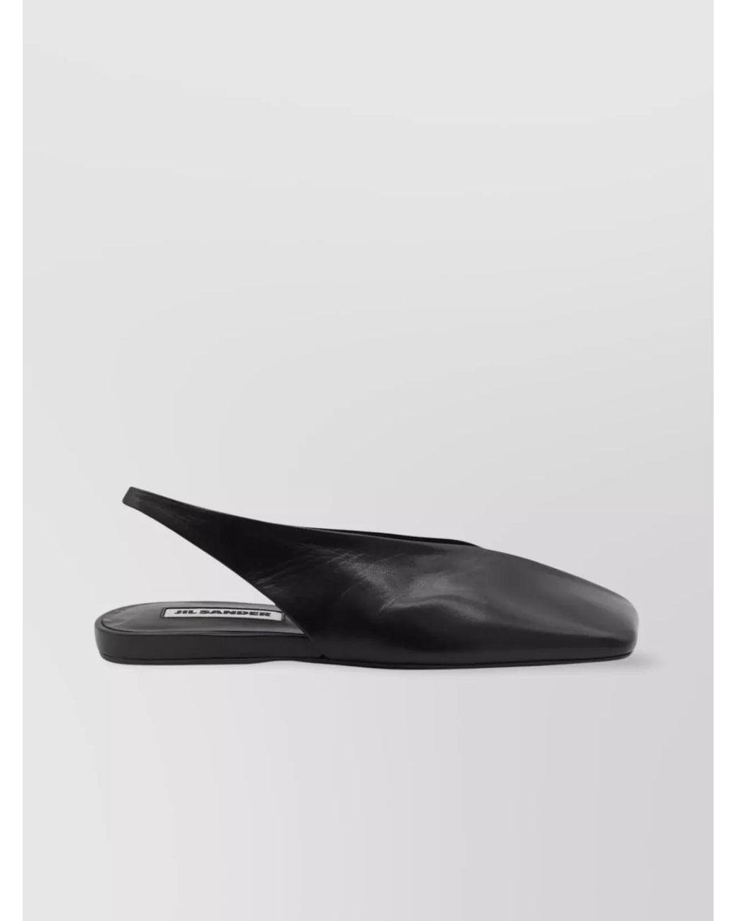 Jil Sander Black Leather Asymmetric-Toe Slingback Ballerina Flats