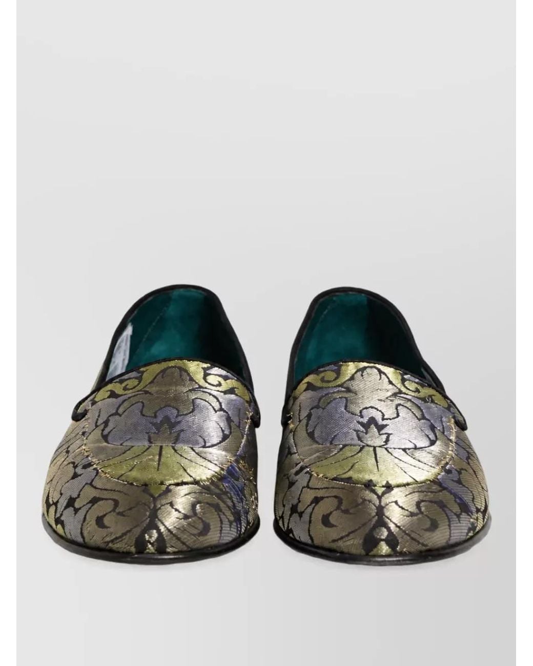 Dolce & Gabbana Gray Leather Floral Loafers for men