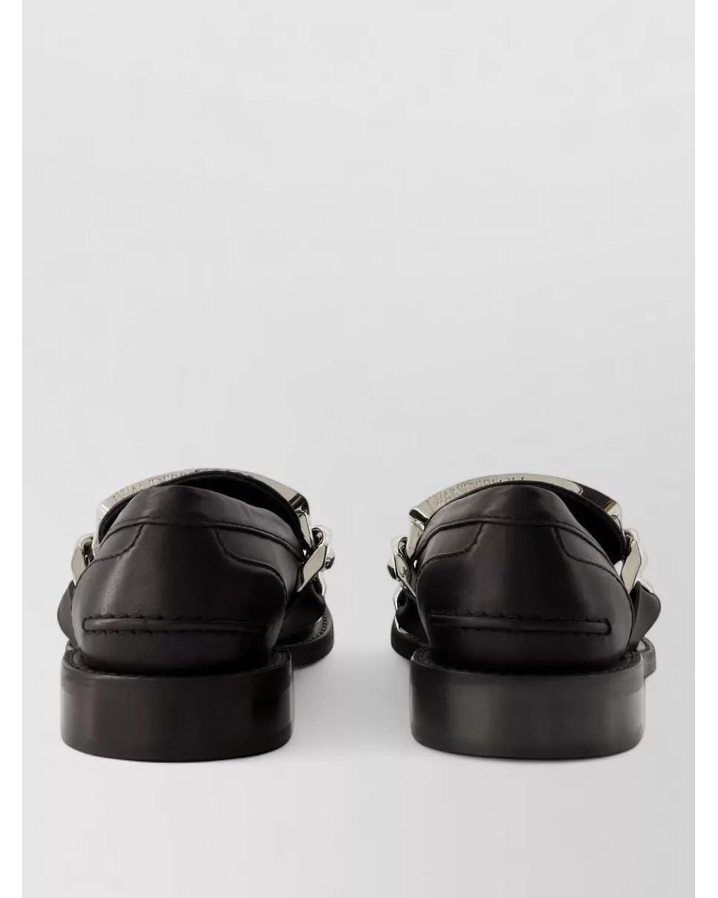 J.W. Anderson Black Gourmet Leather Loafers Chunky Chain Detail