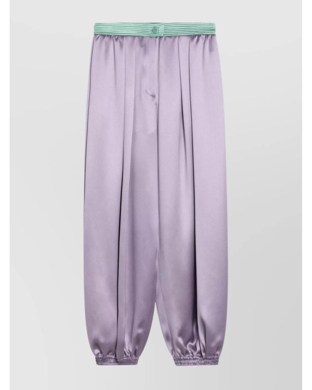 Valentino Purple Silk Wide-Leg Track Pants
