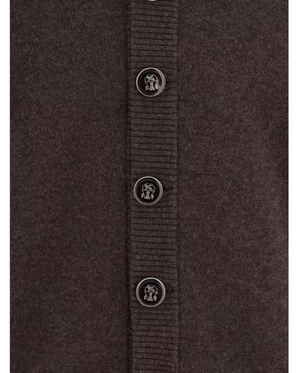 Brunello Cucinelli Brown Cashmere Cardigan for men