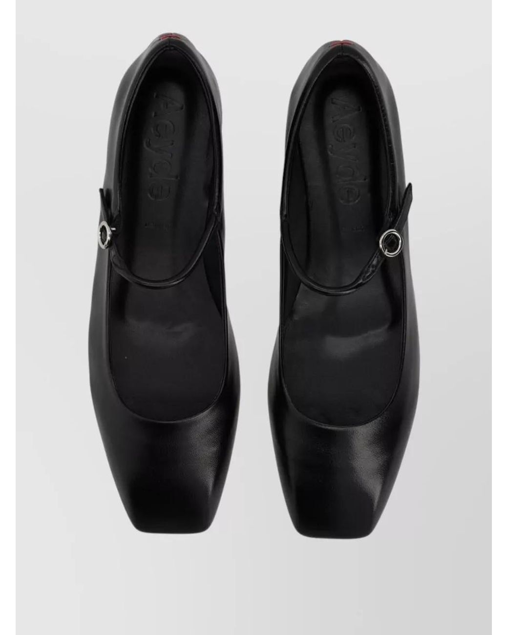Aeyde Black Leather Mary Jane Ballerina Shoes