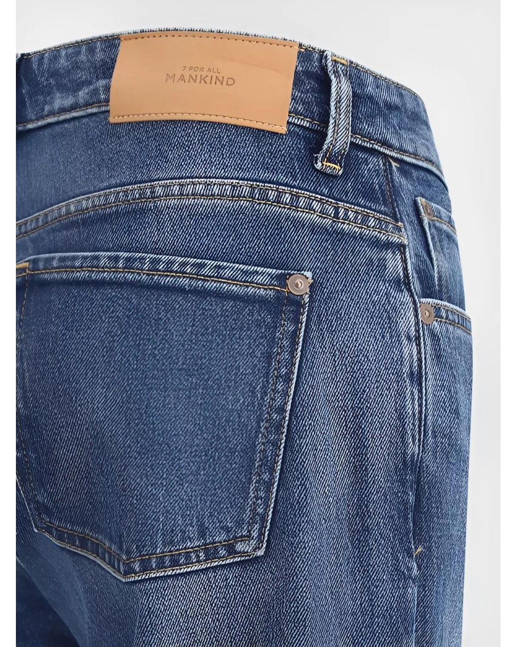 7 For All Mankind Blue Denim Straight-Leg Jeans