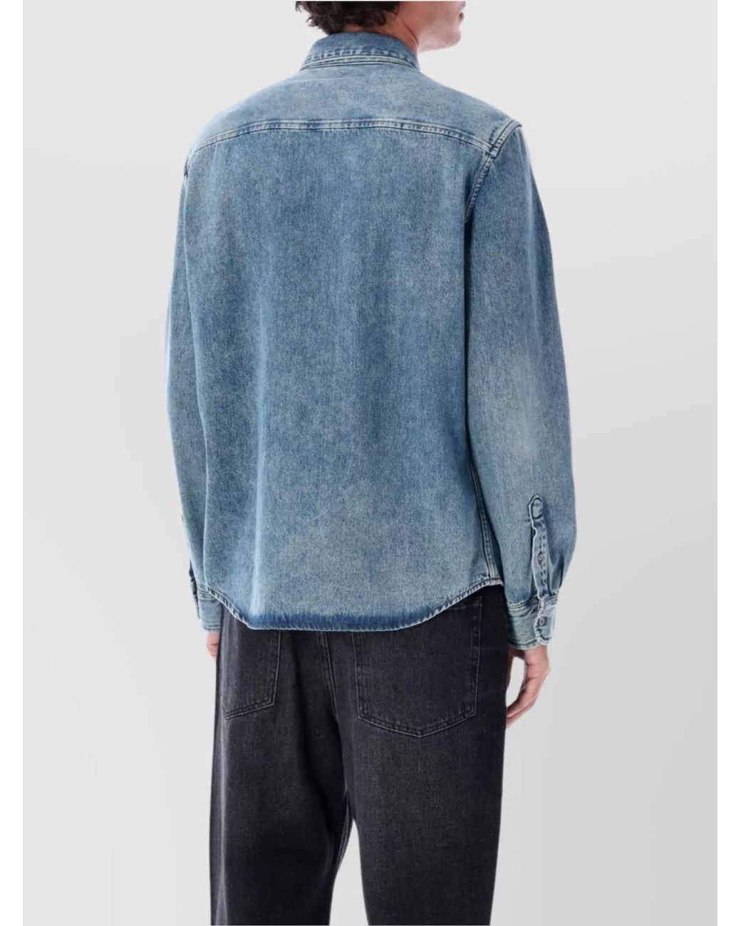 AMI Blue Denim Long-Sleeve Shirt for men