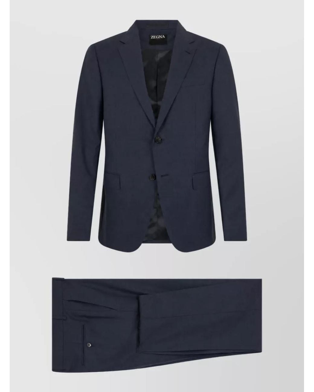 Zegna Blue Wool Single-Breasted Coat for men