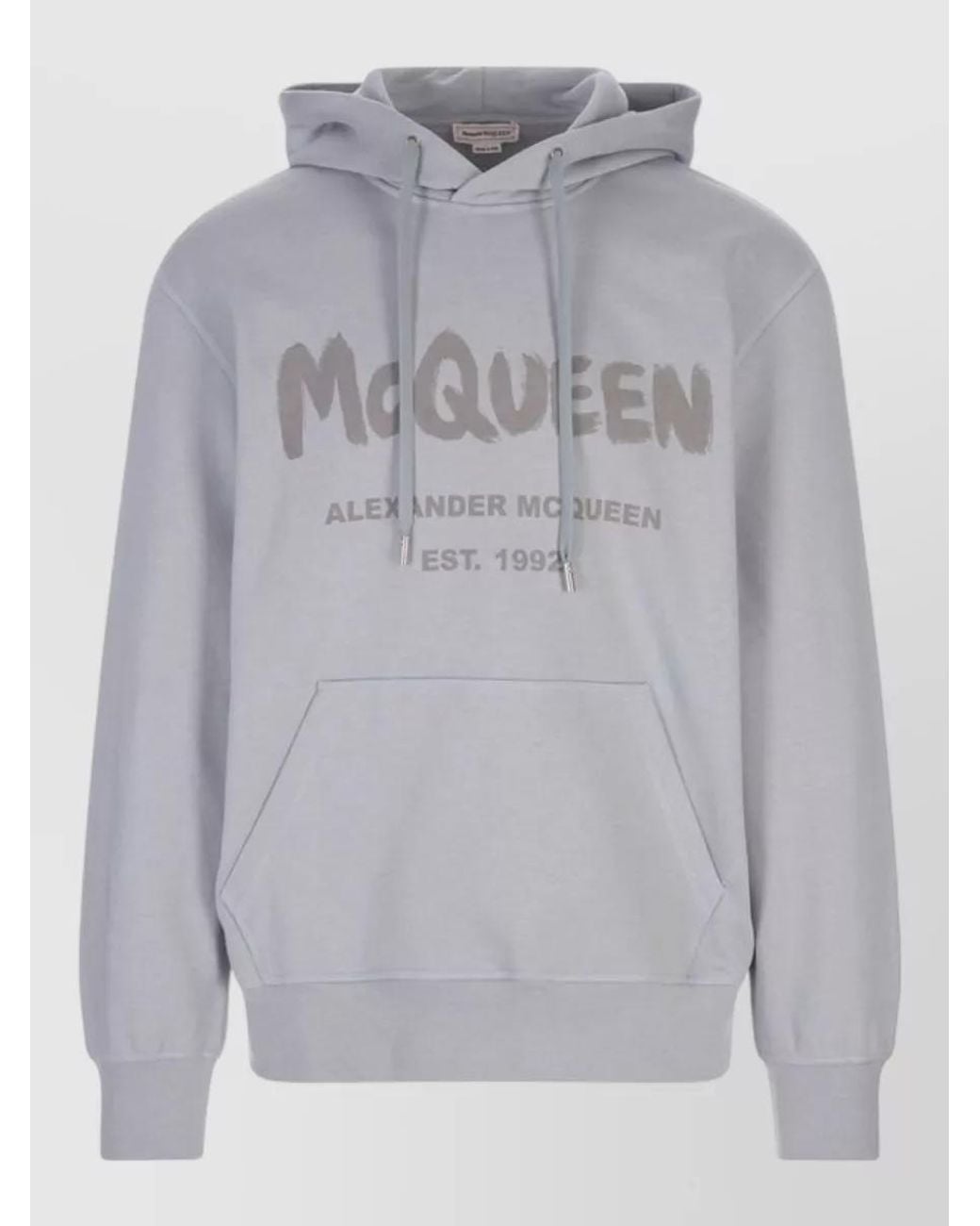 McQueen Gray Cotton Hoodie for men