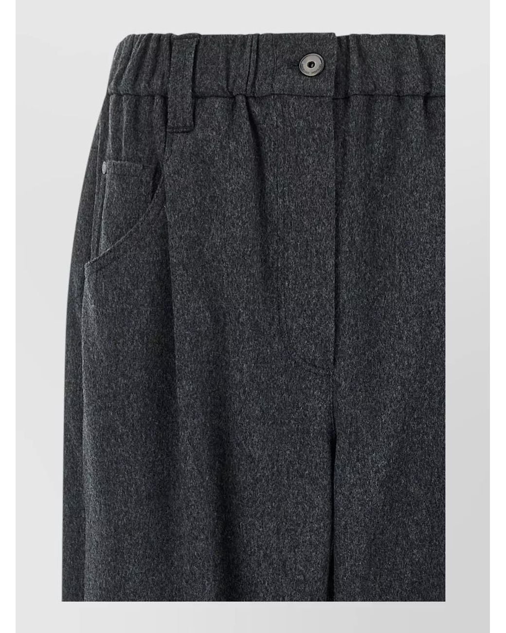 Brunello Cucinelli Black Wool Mid-Rise Tapered-Leg Pants