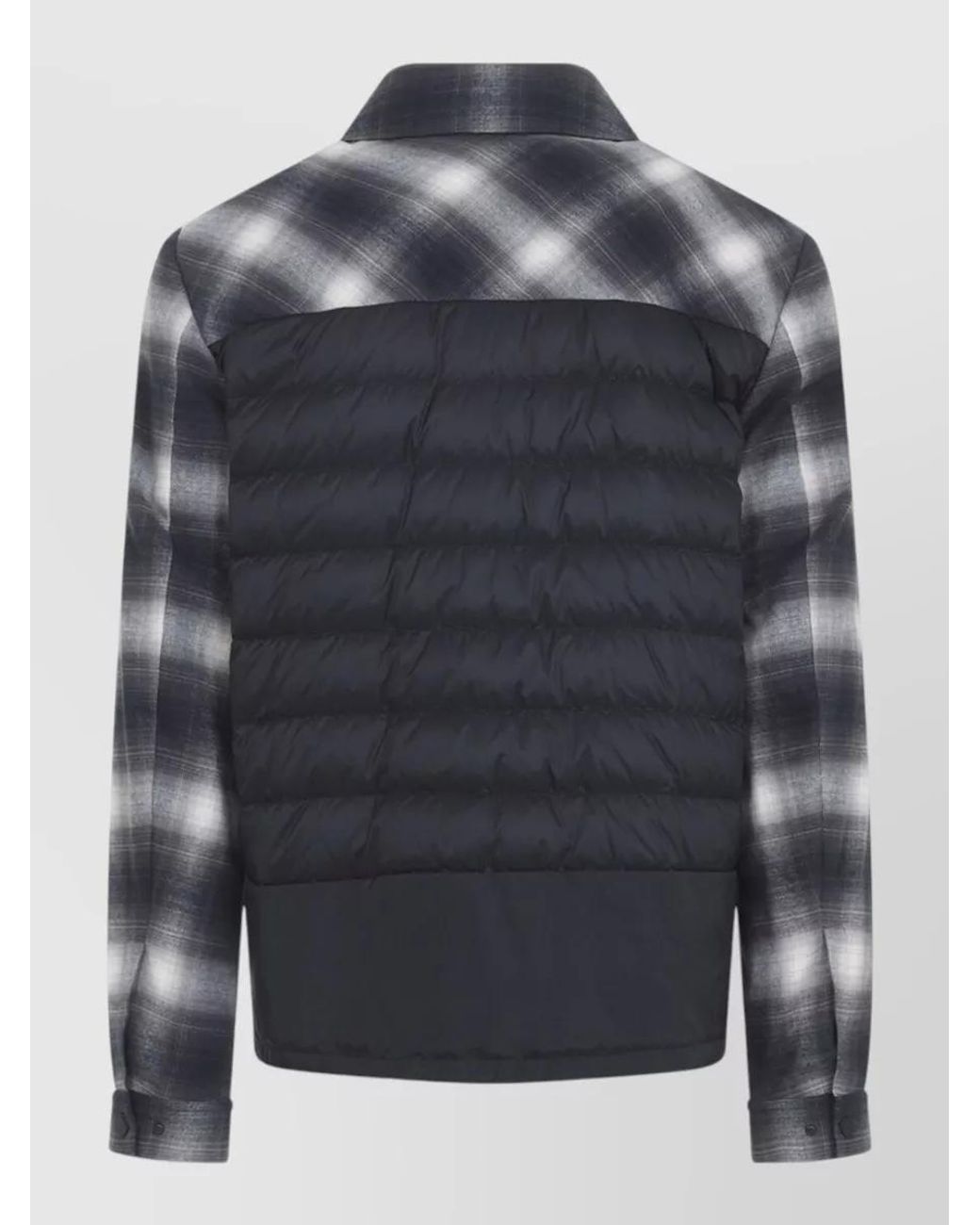 Moncler Gray Cotton Checked Quilted Down Shirt Jacket for men
