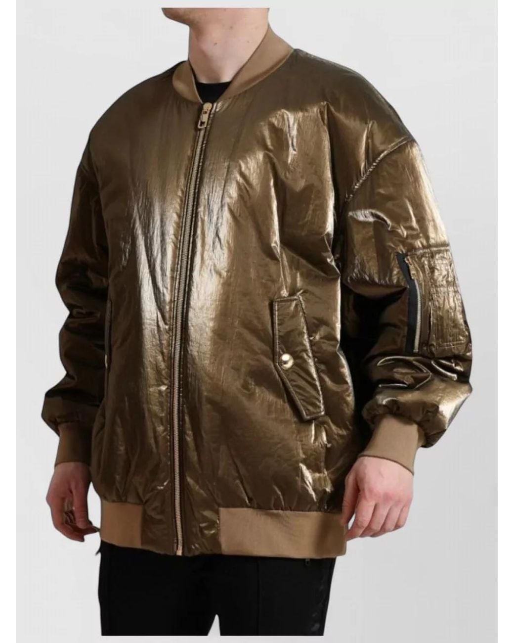 Dolce & Gabbana Brown Nylon Long-Sleeve Bomber Jacket for men