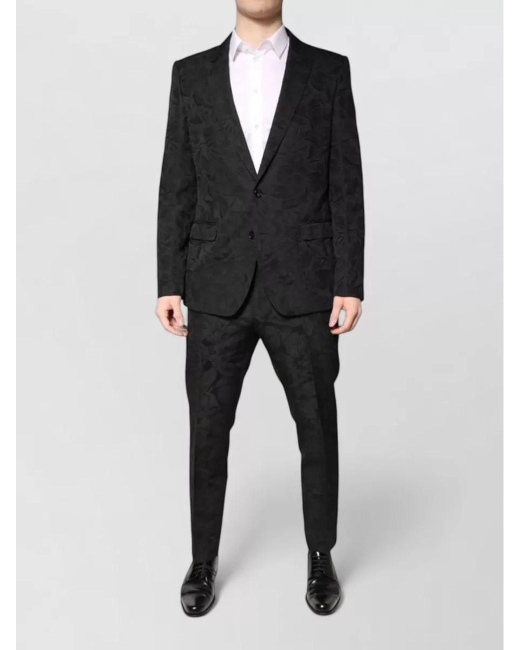 Dolce & Gabbana Black Floral-Jacquard Single-Breasted Suit for men
