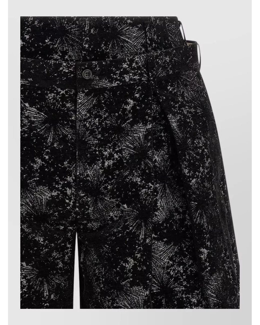 Comme des Garçons Black Metallic Abstract Printed Wide-Leg Bermuda Shorts for men