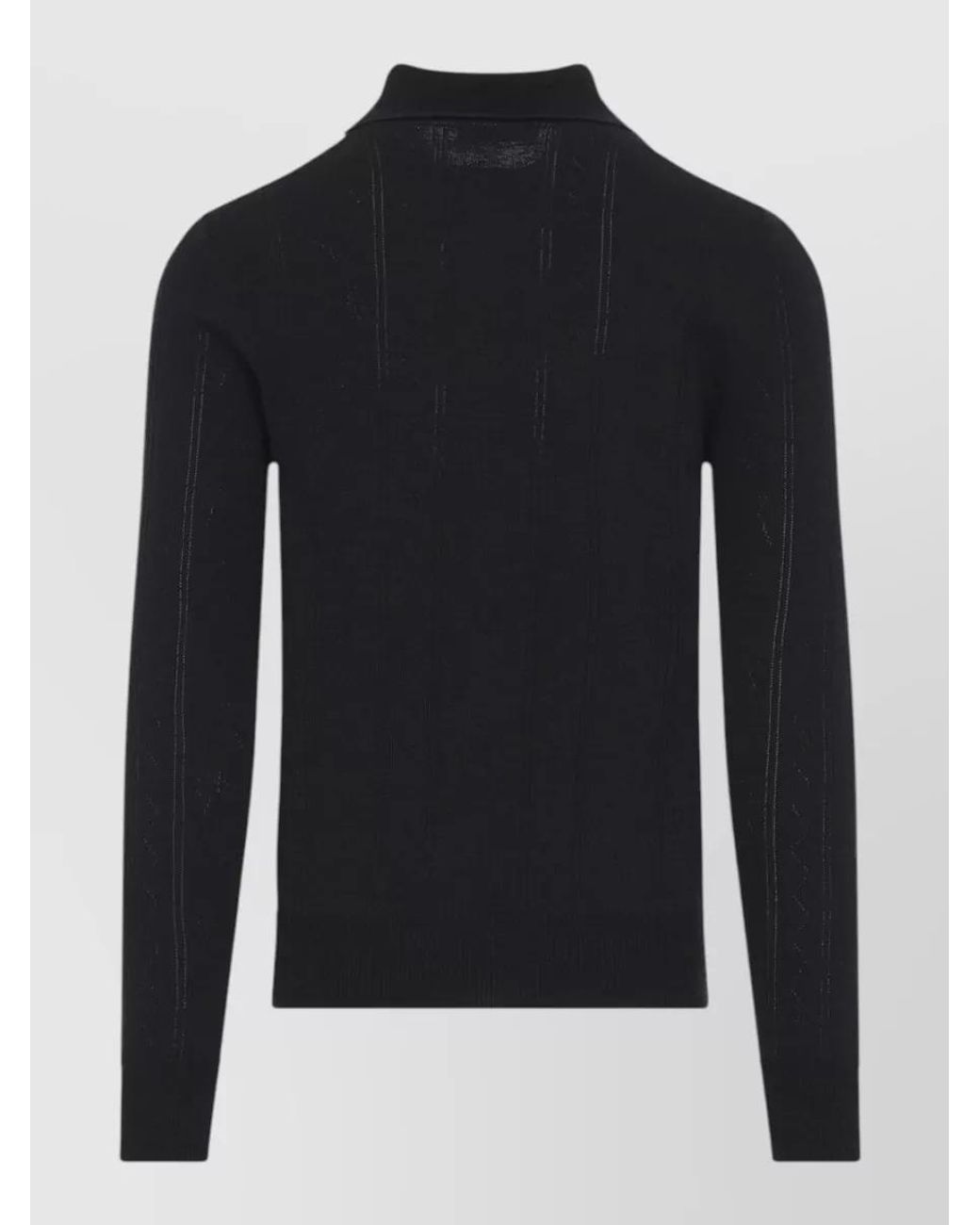 Dries Van Noten Blue Fine-Knit Virgin Wool Cotton Long-Sleeve Polo Cardigan for men