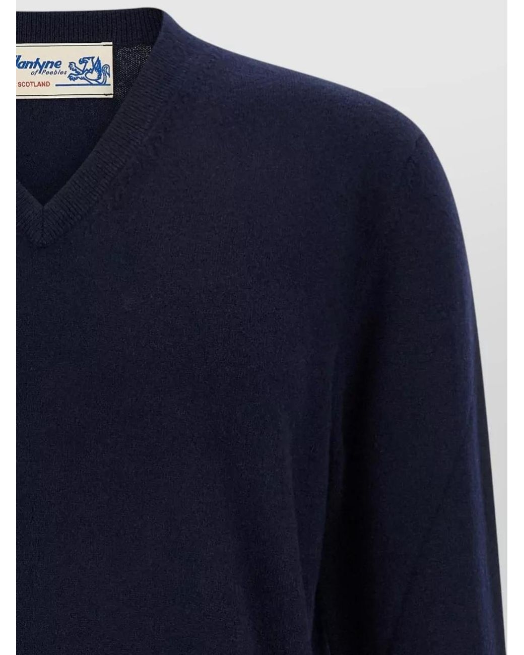 Ballantyne Blue Cashmere V-Neck Jumper for men