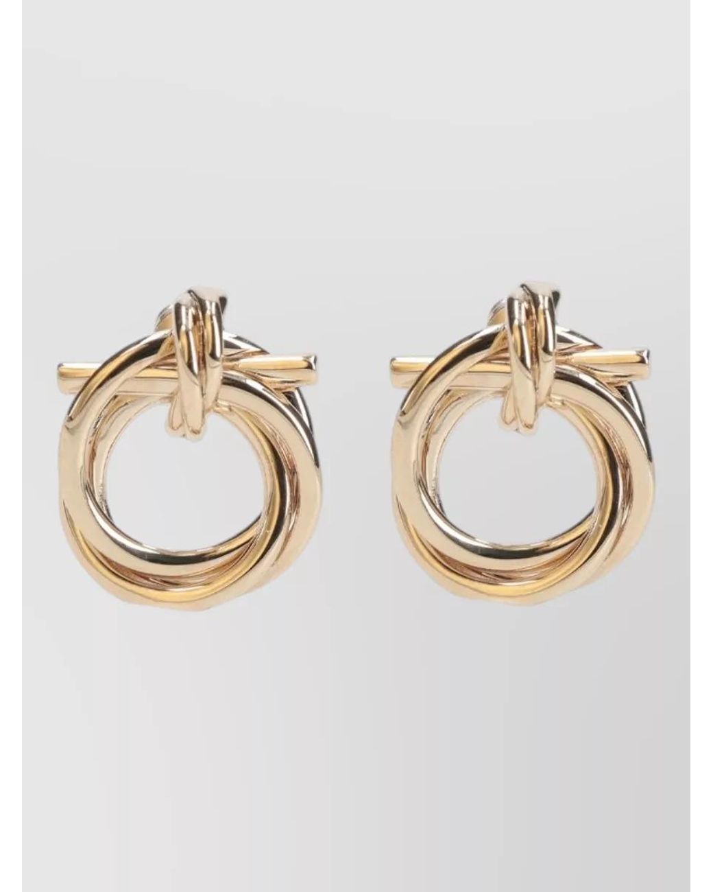 Ferragamo Metallic Brass Gancini Earrings