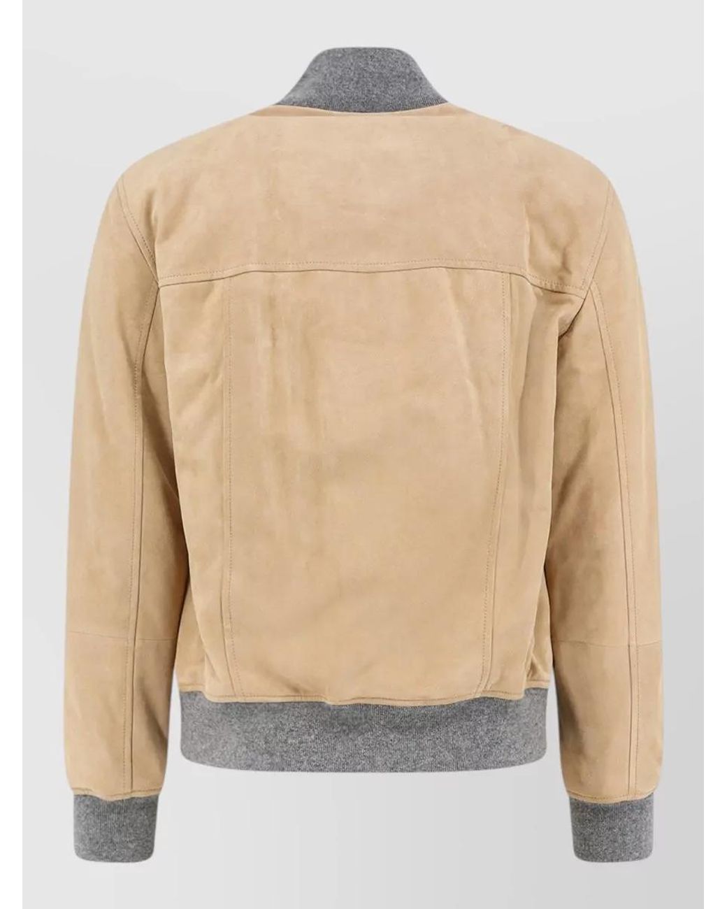 Brunello Cucinelli Natural Suede Padded Bomber Jacket for men