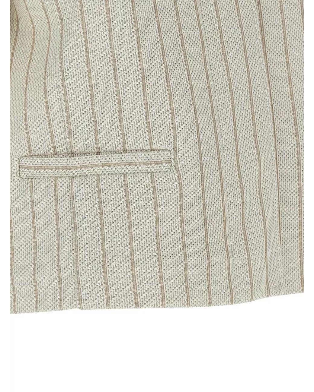 Max Mara White Pinstripe Short-Sleeve Cotton Shirt Jacket