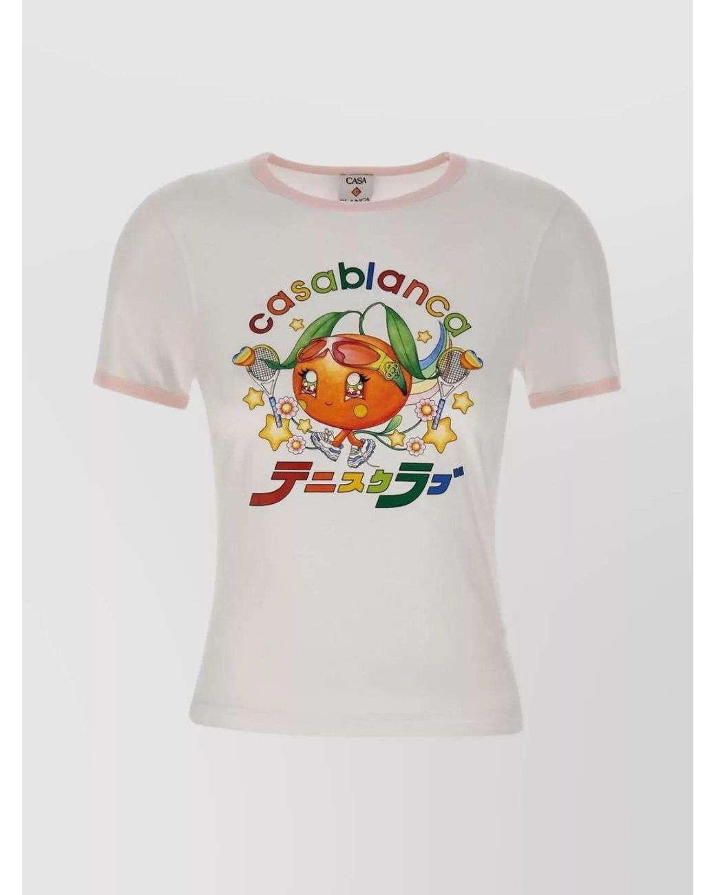 Casablanca Gray Mascot Ringer Cotton T-Shirt